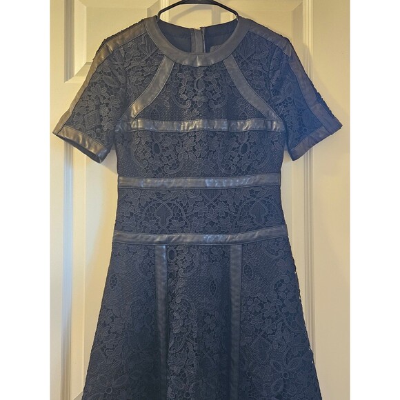 The Kooples Black Dress Zipper Back Lace Paris France Medium Unique - Picture 3 of 11